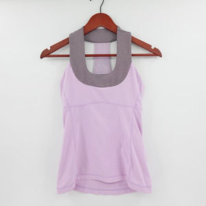 Lululemon Tank Top Womens 6 Purple Built-in Bra Racerback Athleisure Fitted